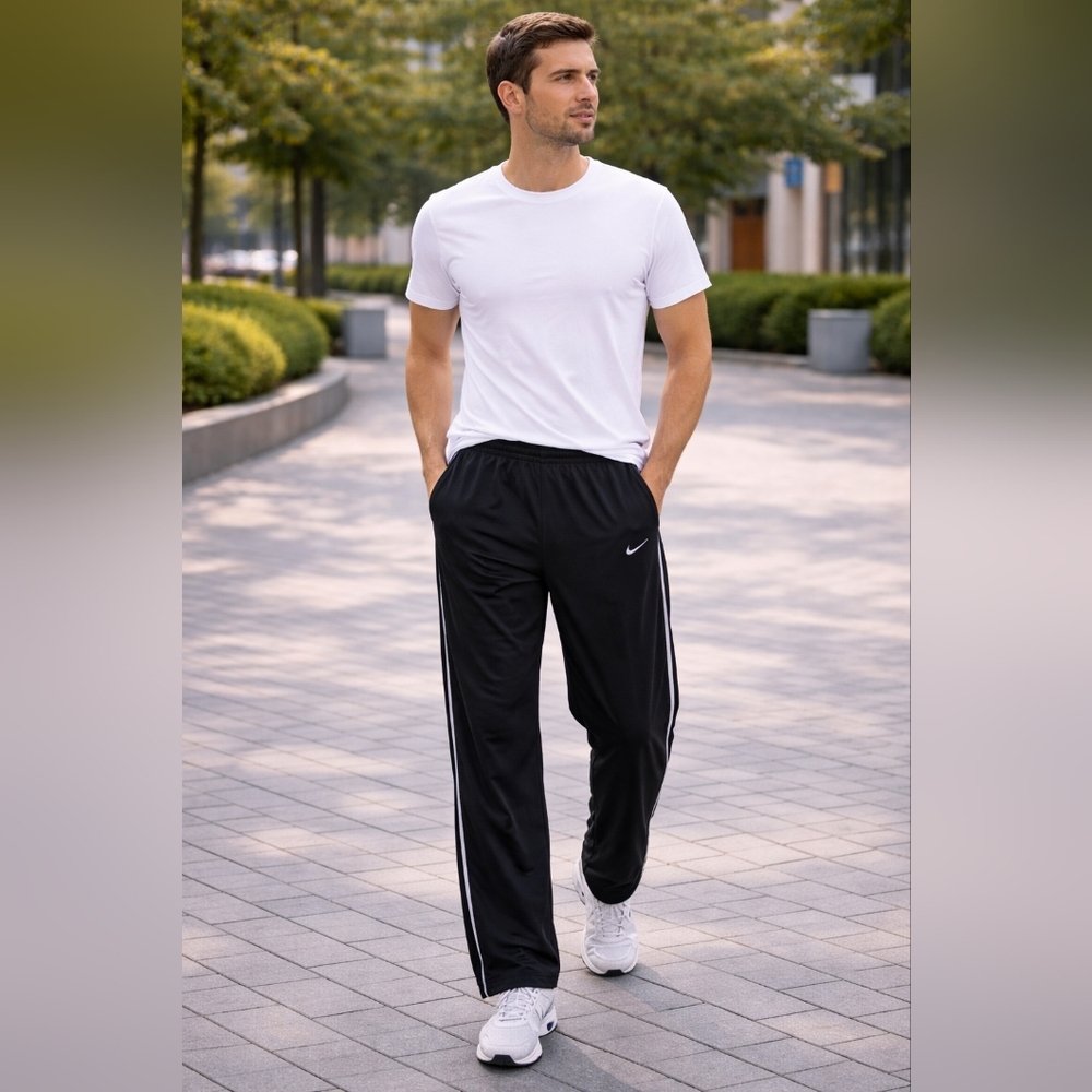 Nike Men’s Black Track Pants XL Snap Button Athletic Pants